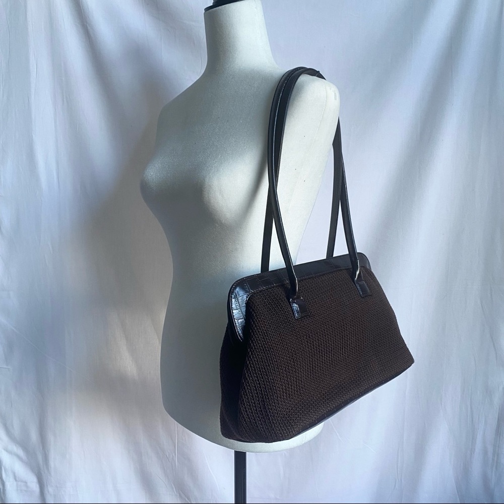 Vintage Brown Clip Shoulder Bag